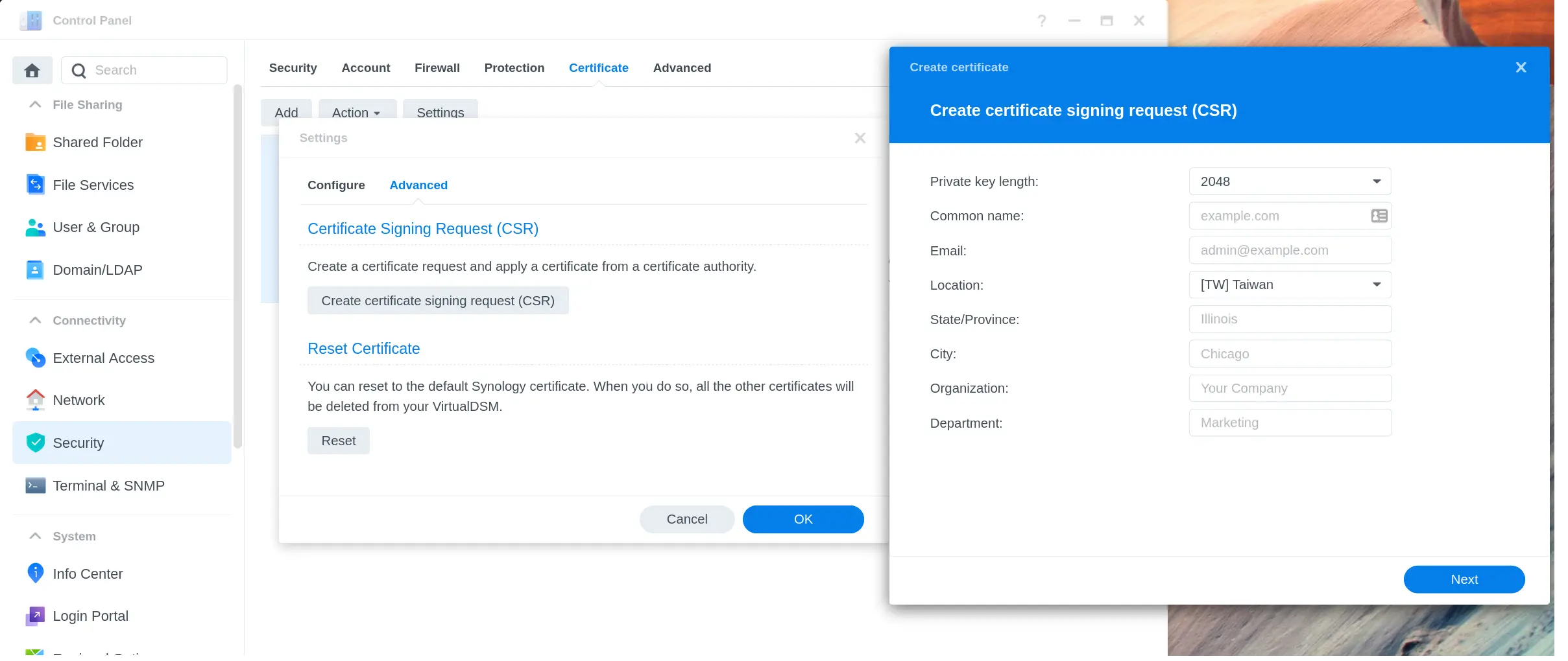 synology - Creazione guidata CSR