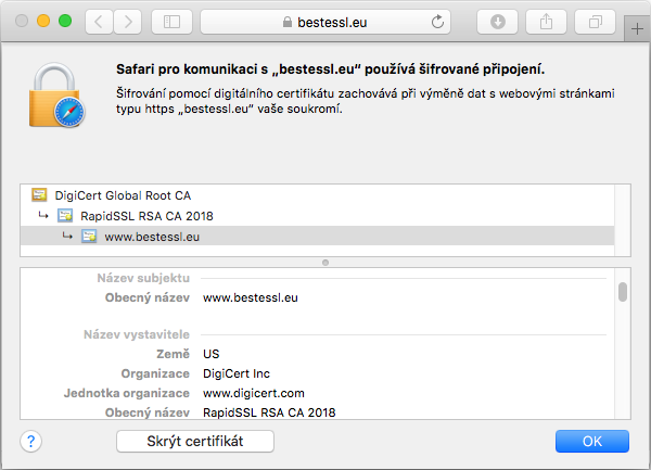 Visualizzazione del certificato FreeSSL nel browser