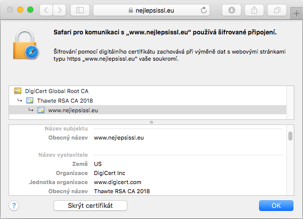 Visualizza il certificato Thawte SSL123 Wildcard nel file degli indirizzi delle impostazioni Visualizza il certificato Thawte SSL123 Wildcard nel file degli indirizzi delle impostazioni
