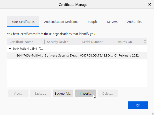 Importa un certificato in Firefox