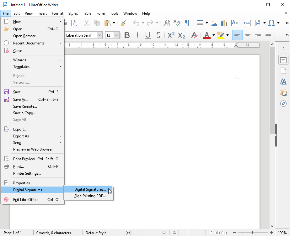 Firma in Open/LibreOffice