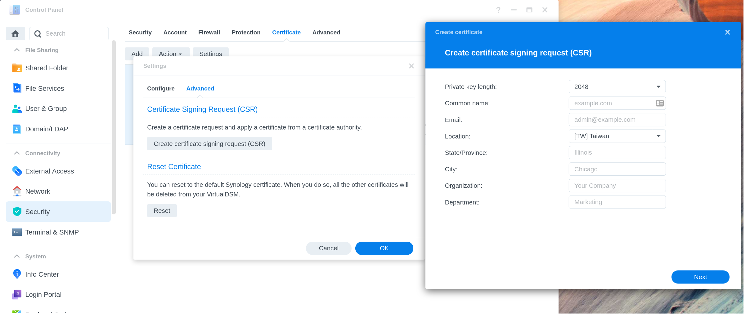 synology - průvodce CSR