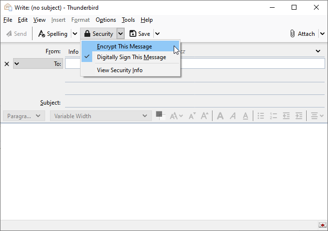 Impostazioni del certificato in Thunderbird
