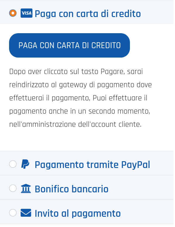 Pagamento del certificato 