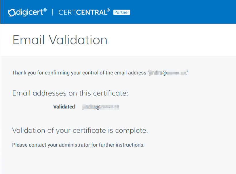 Report sulla conferma dell'avvenuta e-mail e sull'emissione di un certificato
